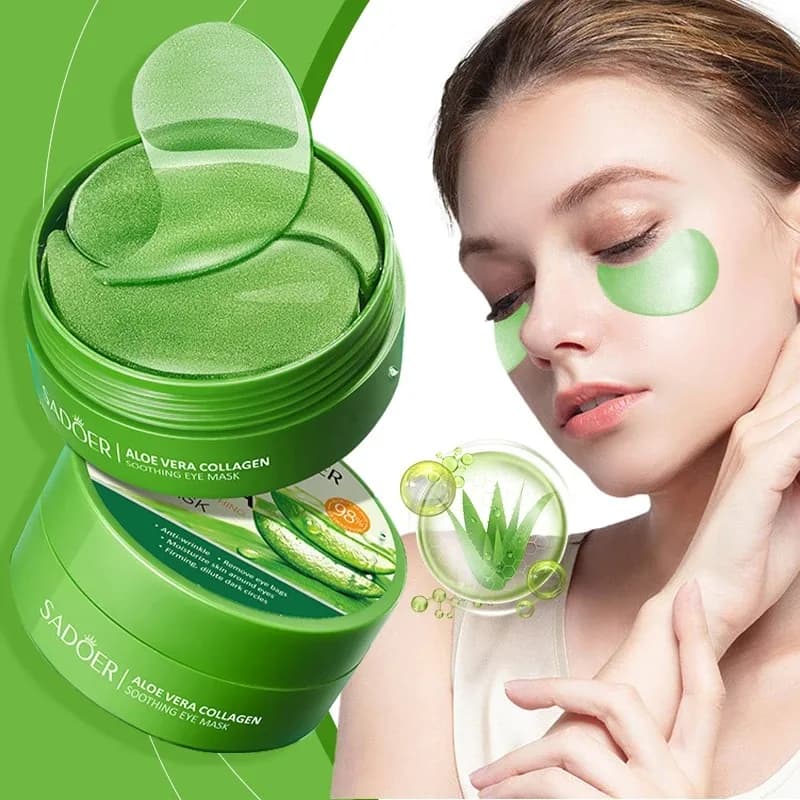 SADOER 60 pieces of collagen and aloe vera mask for eyes patches anti-eyes removal bags for eyes moisturizing and firming treatment for skin care