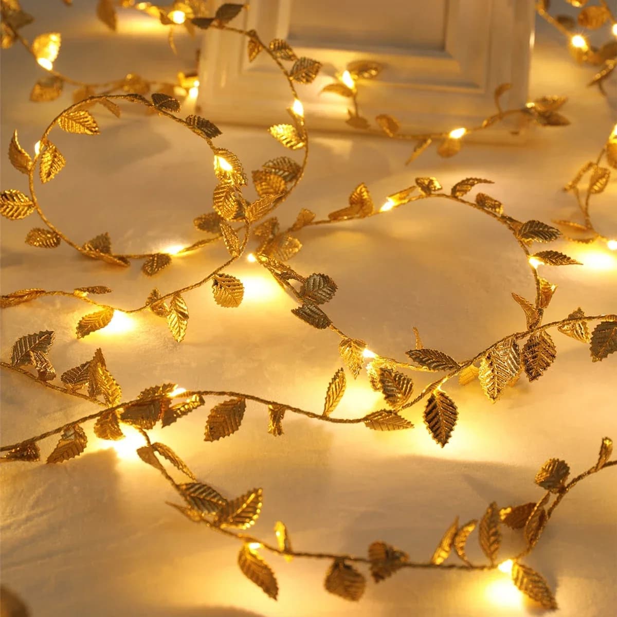 20/50/100 LED Oro Argento Piccole Foglie Fata Luce Batteria Powerd Pianta Artificiale Ghirlanda Luci di Vite per la Festa in Casa di Nozze