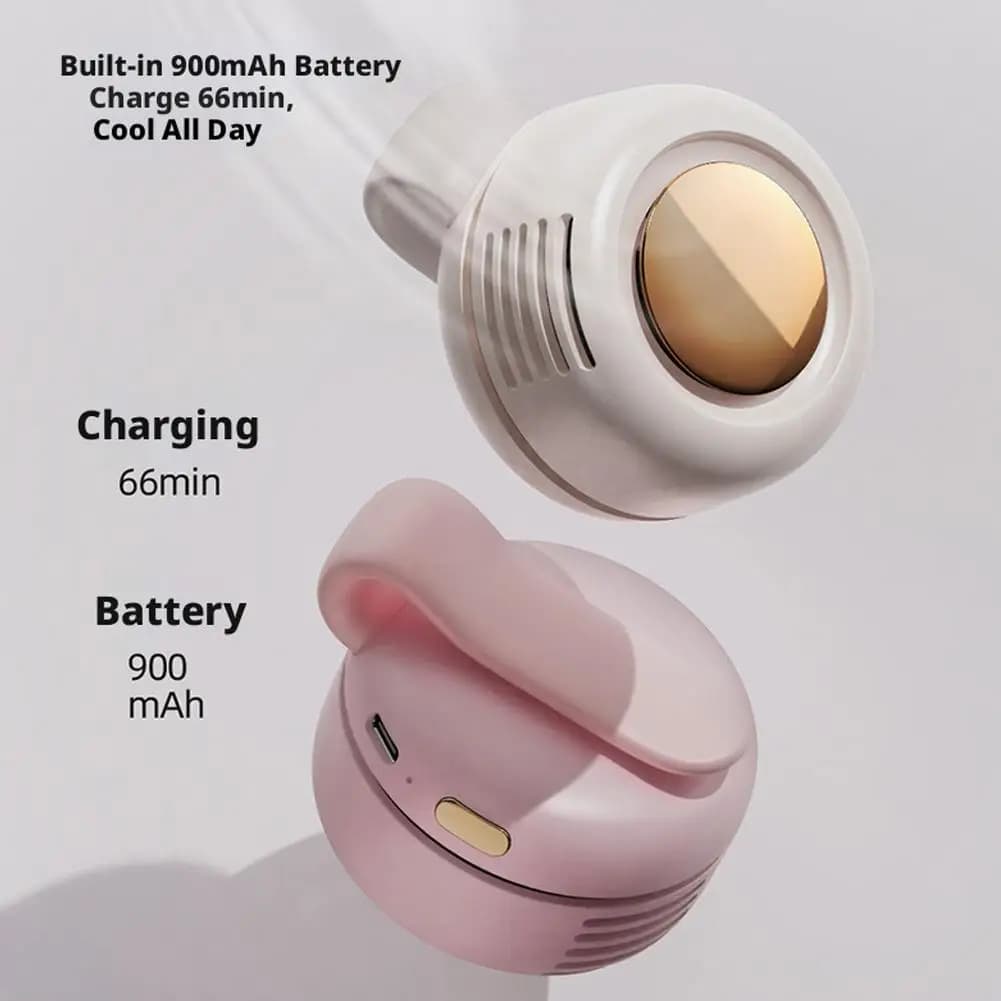 Portable Clip On Fan Silent Mini USB Rechargeable Bladeless Waist Fan 3-Speed Strong Wind Charging Fan Outdoor Sports Office