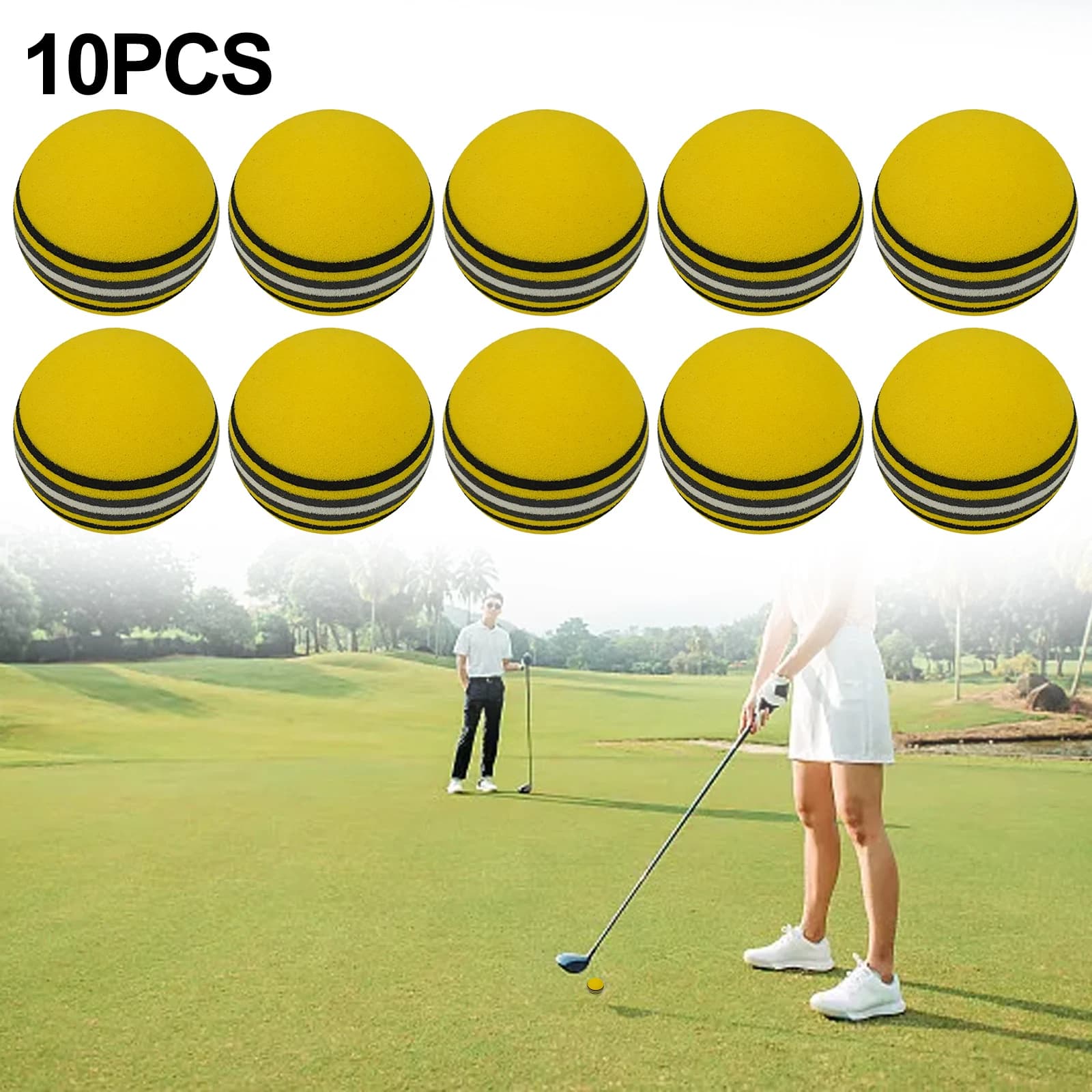 10pc 42mm EVA Sponge Golf Balls Golf Swing Training Foam Ball Indoor Practice Rainbow Design Sponge Balls Bright Color