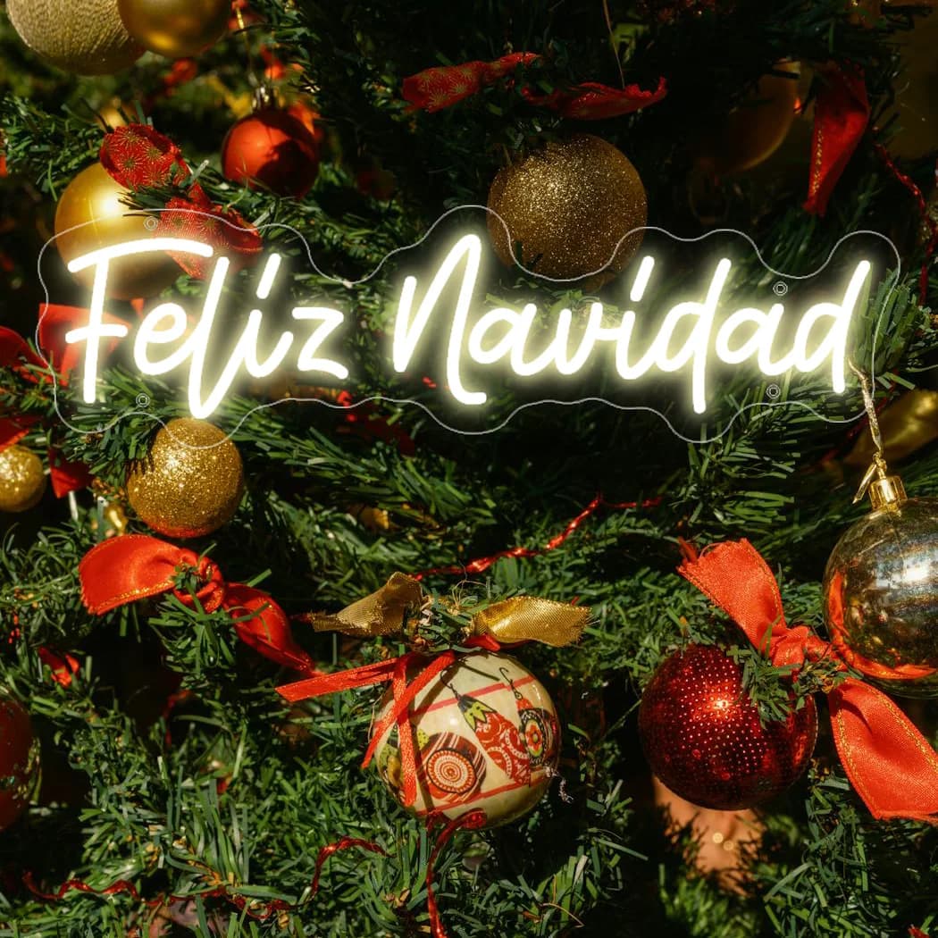 Feliz Navidad Insegna al neon a LED Decorazione da parete natalizia spagnola Luce al neon per camera da letto Compleanno Regali per feste di matrimonio per ragazzi e ragazze