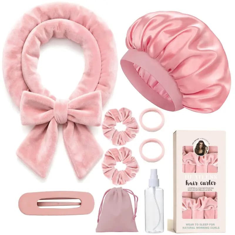 Set di Ferro Arricciacapelli Senza Danni per Capelli, per Ragazze Non Brigate, Piastra per Capelli a Fiocco, Arricciacapelli a Nastro di Seta, Strumento per lo Styling dei Capelli