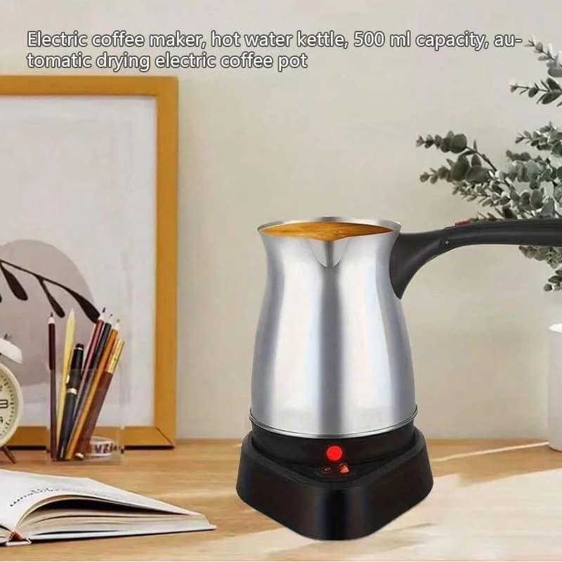 Stainless steel electric coffee maker with EU standard plug, hot water kettle, capacity 500 ml, automatic drying function, c electric