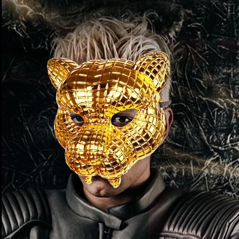 Maschera leopardata dorata Festa Esegui abbigliamento Cosplay Prop Copricapo Bar Esegui accessori per abbigliamento con mezza maschera per animali