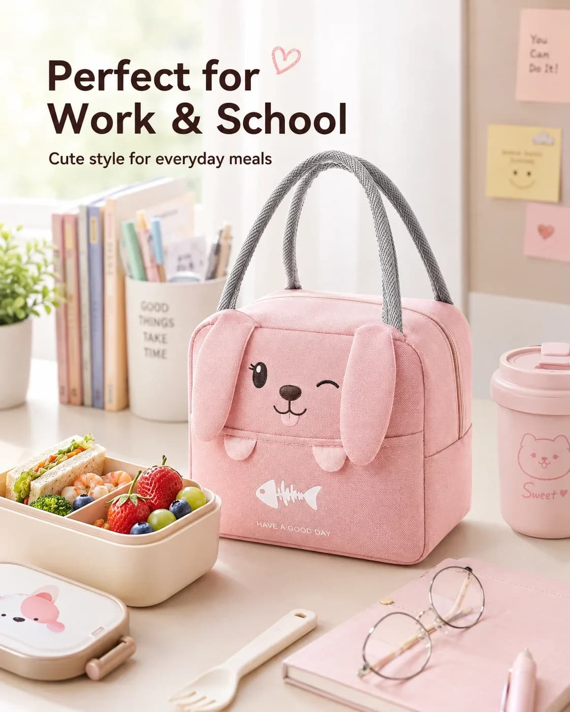 Portable Cartoon Thermal Cooler Bag Insulated Lunch Box Waterproof Food Storage Pouch For Women Office Camping Picnic Kids