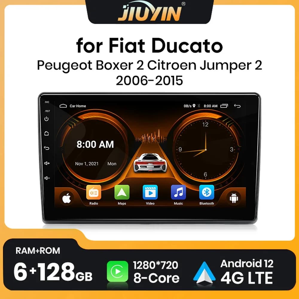 JIUYIN autoradio per Fiat Ducato 2005-2023 Citroen Jumper Peugeot Boxer Dodge Ram 2500 Wireless Carplay Android Auto Multimedia