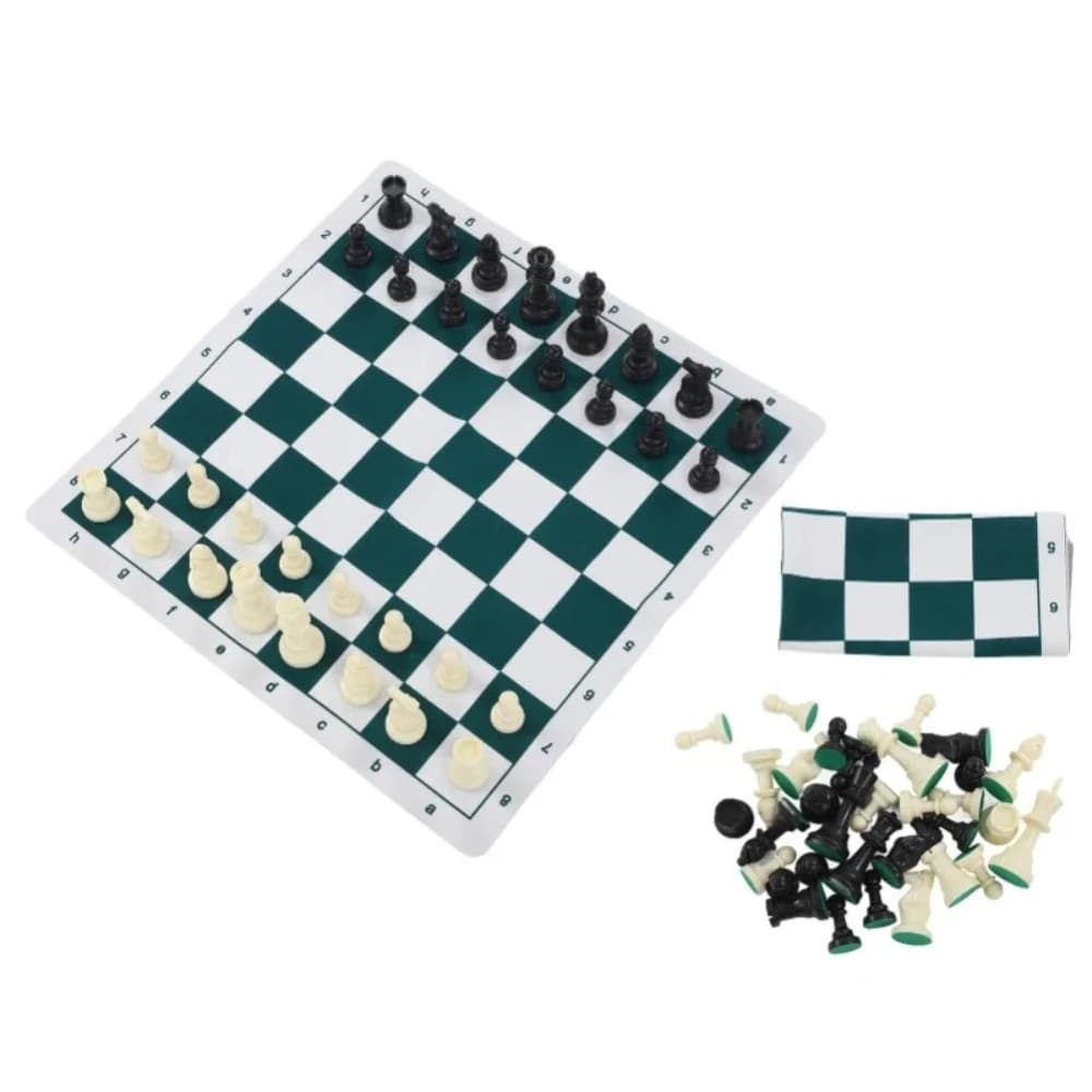 50cm/19.69in Chess Set Plastic Chess Board Set Desktop Game With 50x50cm Artificial Leather Board For Party Camping Relaxing