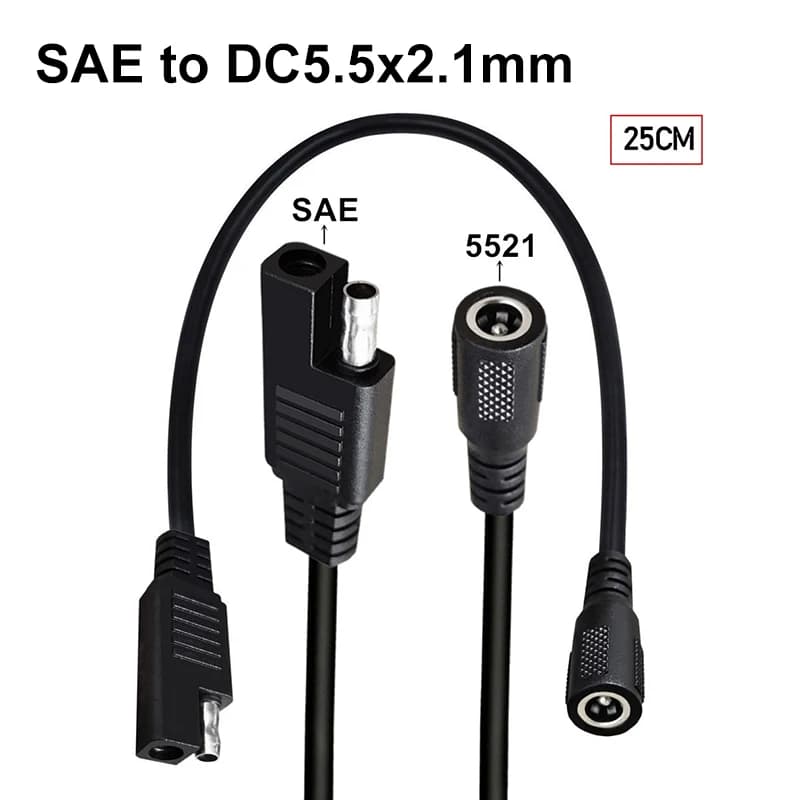 Cavo caricabatterie 20AWG 10A SAE a DC 5.5x2.1mm Cavo adattatore femmina Pannelli solari Moto Terminale coassiale a cavo di prolunga SAE