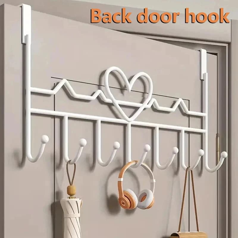 Heart-shaped door behind hook to store clothes to hang on wall Hook for clothes without punching Accessories to store bedroom organizer