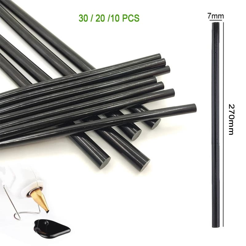 10/20/30 Hot Glue Stick Black Hot Melt Adhesive Glue Gun Silicone 7mm for Car Audio Craft Repair Sticks Adhesive Sealing