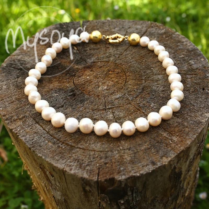 MYSOYA Collana di perle d'acqua dolce bianche grandi da 11-12 mm per fidanzata/mamma, adatta per matrimonio/cena/regalo per la festa della mamma A0550