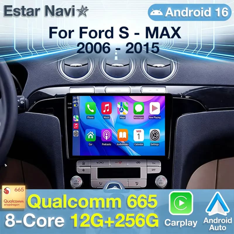 Autoradio Android 16 per Ford S-MAX S MAX 1 2006 - 2015 GPS Wireless Carplay Lettore Multimediale Navigatore Stereo con Telecamera 360