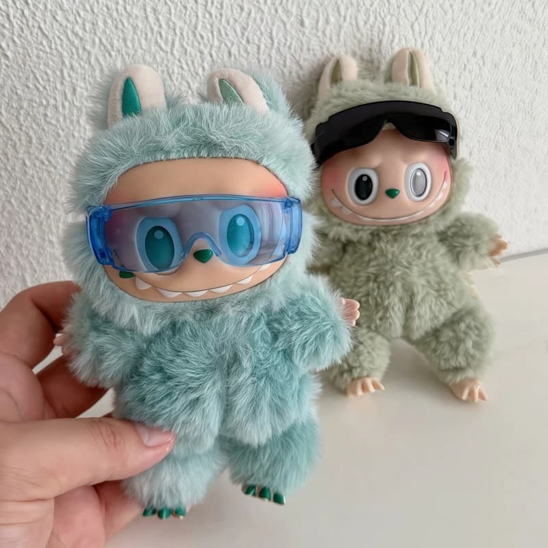 Adatto per occhiali da bambola Labubu da 17 cm Occhiali da sci per bambole di peluche carine V1 V2 V3 Accessori di abbigliamento fai da te Regali giocattolo per bambini