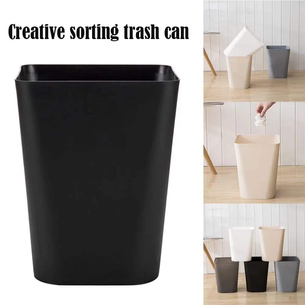 3.5 Gallon Square Plastic Trash Can Waterproof Waste Basket for Bathroom Sink Kitchen Counter Office Desk Bedroom Vanity H0101