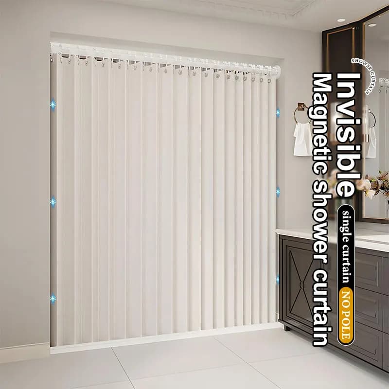 Foldable Door Curtain Moisture Proof Mildew Resistant Dry Wet Isolate Steam with Hooks for Bathroom Doorway Laundry Basement Blo