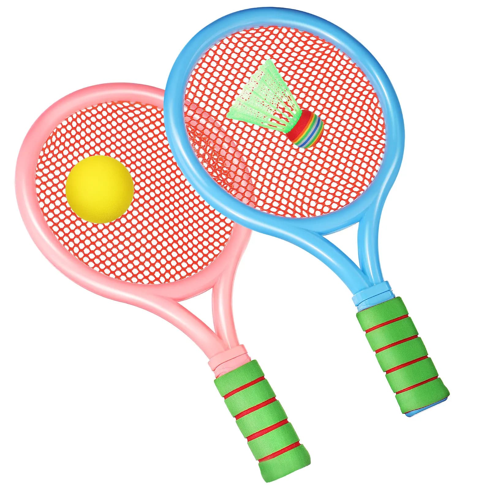 1 set di racchette da badminton per bambini, racchette da tennis leggere con impugnatura morbida, attrezzatura per giocare all'aperto e al chiuso