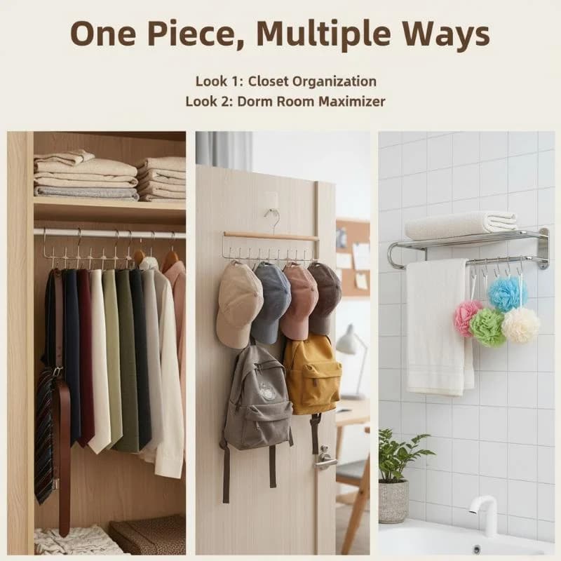 Organizzatore Versatile in Legno per Cappelli con Ganci, Porta Cappelli, Cinture e Cravatte, Salvaspazio per Casa e Negozio