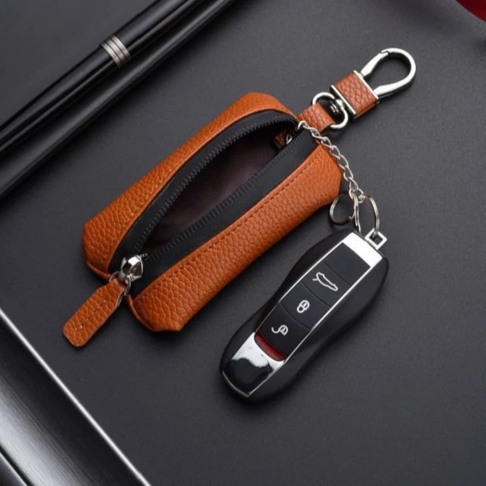 Portable Luxury Car Key Bag Large Capacity Multifunctional Mini Storage Bag Zipper Closure Organizer Keychain Holder Home