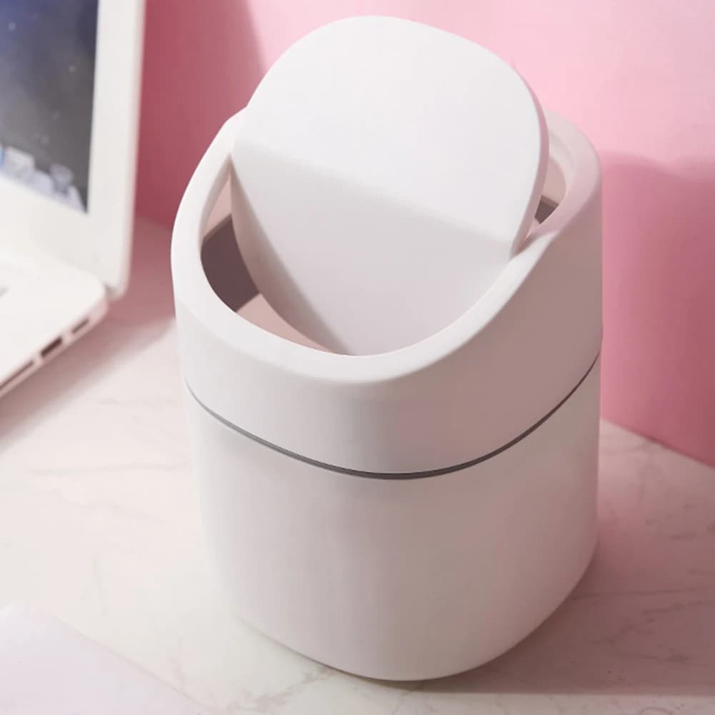 Mini pattumiera con coperchio Cestino della spazzatura da tavolo in plastica Scatola per articoli vari Coperchio rimovibile per pattumiera da bagno per scrivania da ufficio