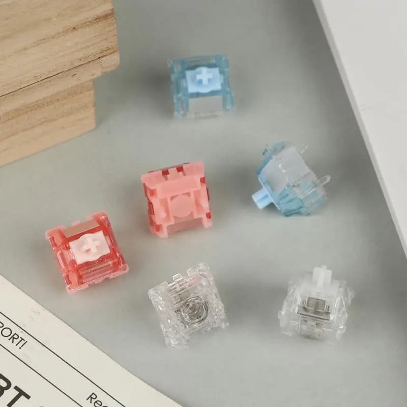 【C】5 Pezzi UR Ice Magnetic Ultra Switch Lineare per Tastiera Meccanica Magnetica, Molla da 22mm, 35gf, 700Gs, Switch RGB Trasparente
