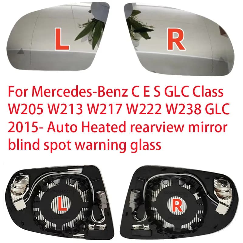 For Mercedes-Benz C E S GLC Class W205 W213 W217 W222 W238 GLC 2015 - Auto Heated Rearview Mirror Blind Spot Warning Glass