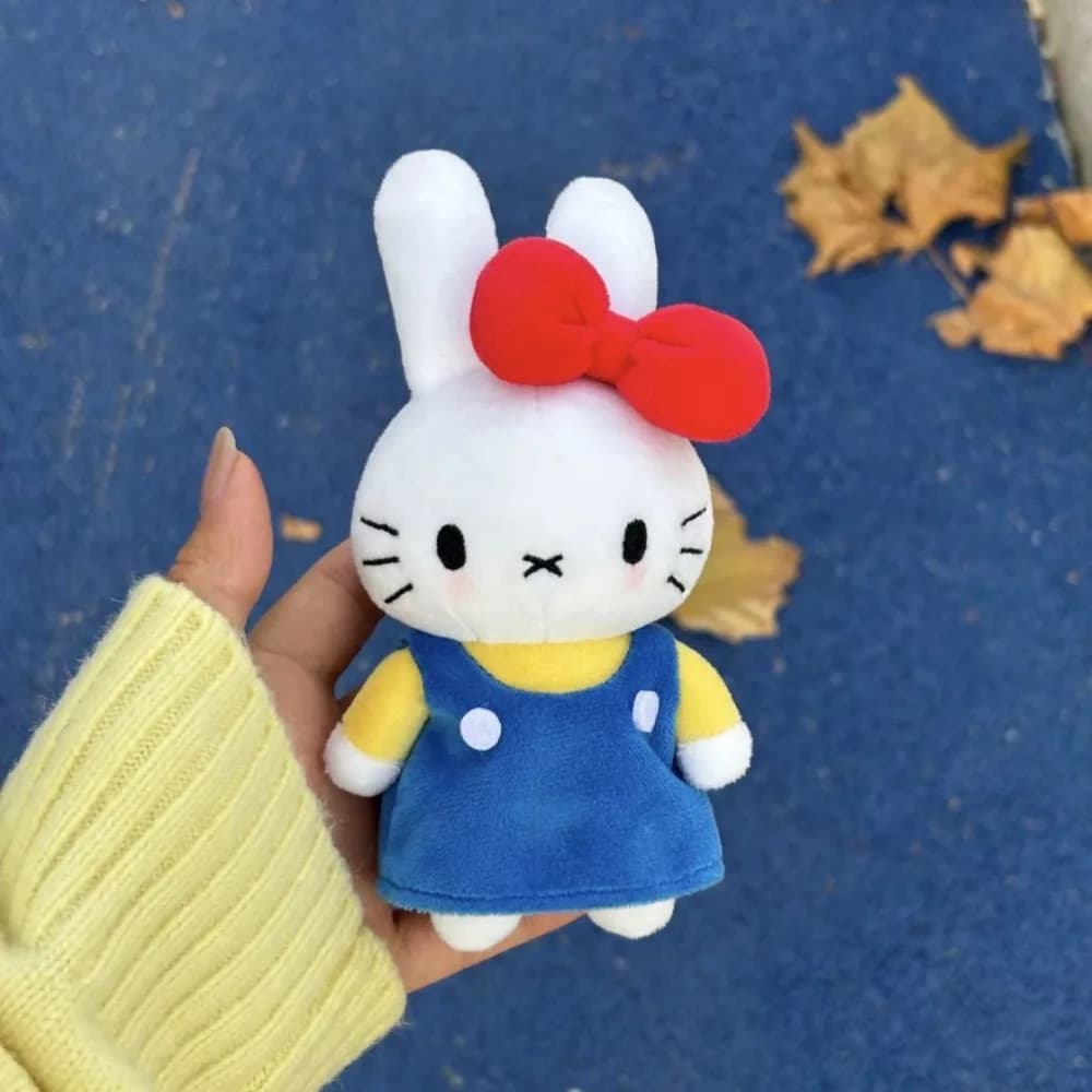 Portachiavi in peluche Miffy, simpatico ciondolo a forma di coniglio, ciondoli da appendere per zaino a tema cartone animato, ciondoli Kawaii, regali carini S