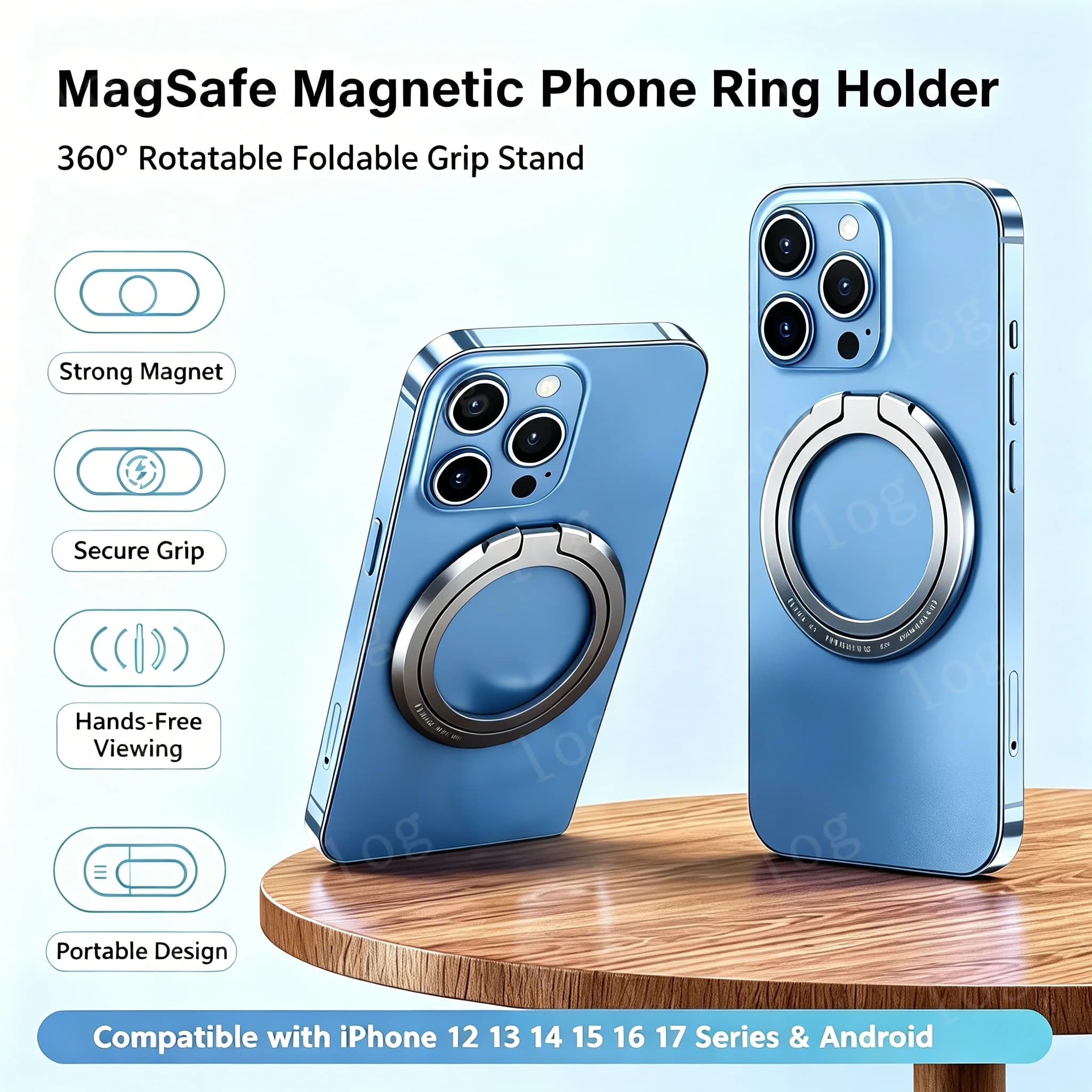 For MagSafe Finger Ring Stand Holder Magnetic Phone Grip Mount for iPhone 17 16 15 14 13 12 Pro Max Smartphone Accessories