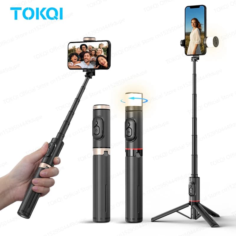 Treppiede per selfie stick Bluetooth wireless Q12/Q12s per smartphone Riprese stabili e bilanciate, con staffa portatile per montaggio nascosto