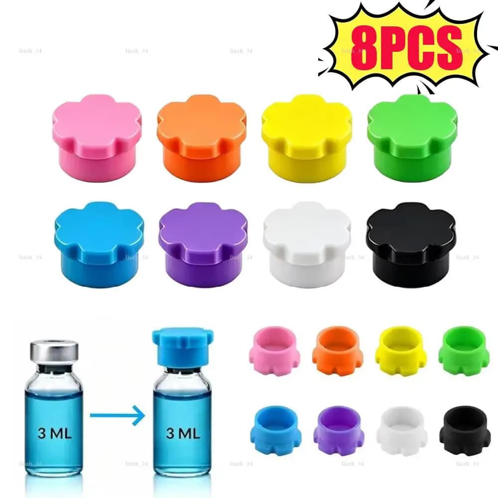 3ML Glass Vials Protective Vial Caps Leakproof Reusable Silicone Protective Caps For Insulin Bottles Eyeshadow Cream Container