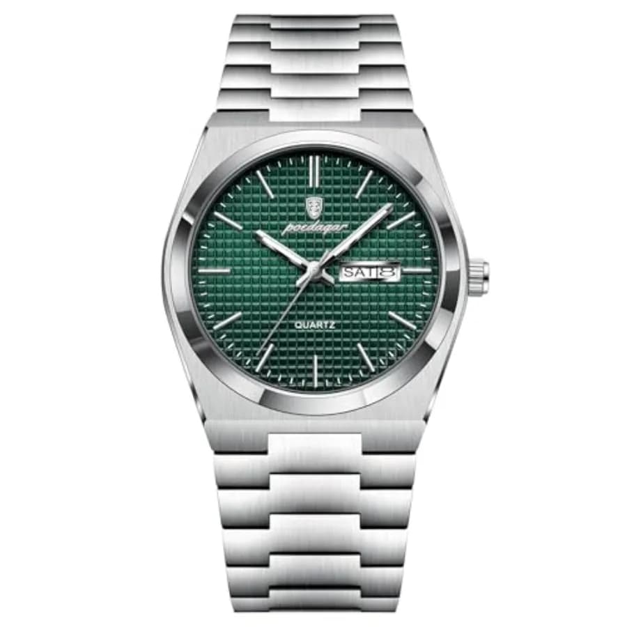 Orologio da Polso da Uomo, Moda Business, Luminoso, Impermeabile, con Data e Giorno, in Acciaio Inossidabile, Casual, al Quarzo