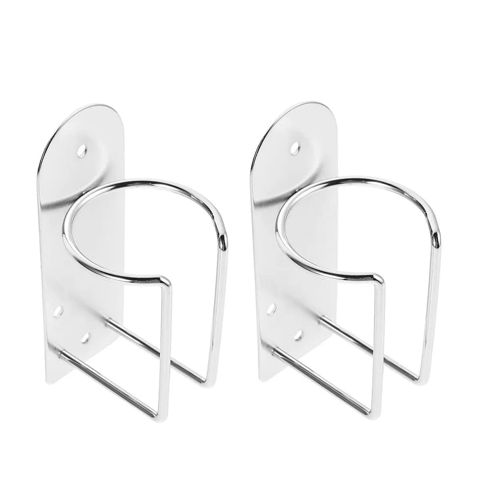 2Pcs Space Saving Stainless Steel Wall Mounted Hair Dryer and Straightener Holder for Beard Trimmer Grooming Tools Bathroom