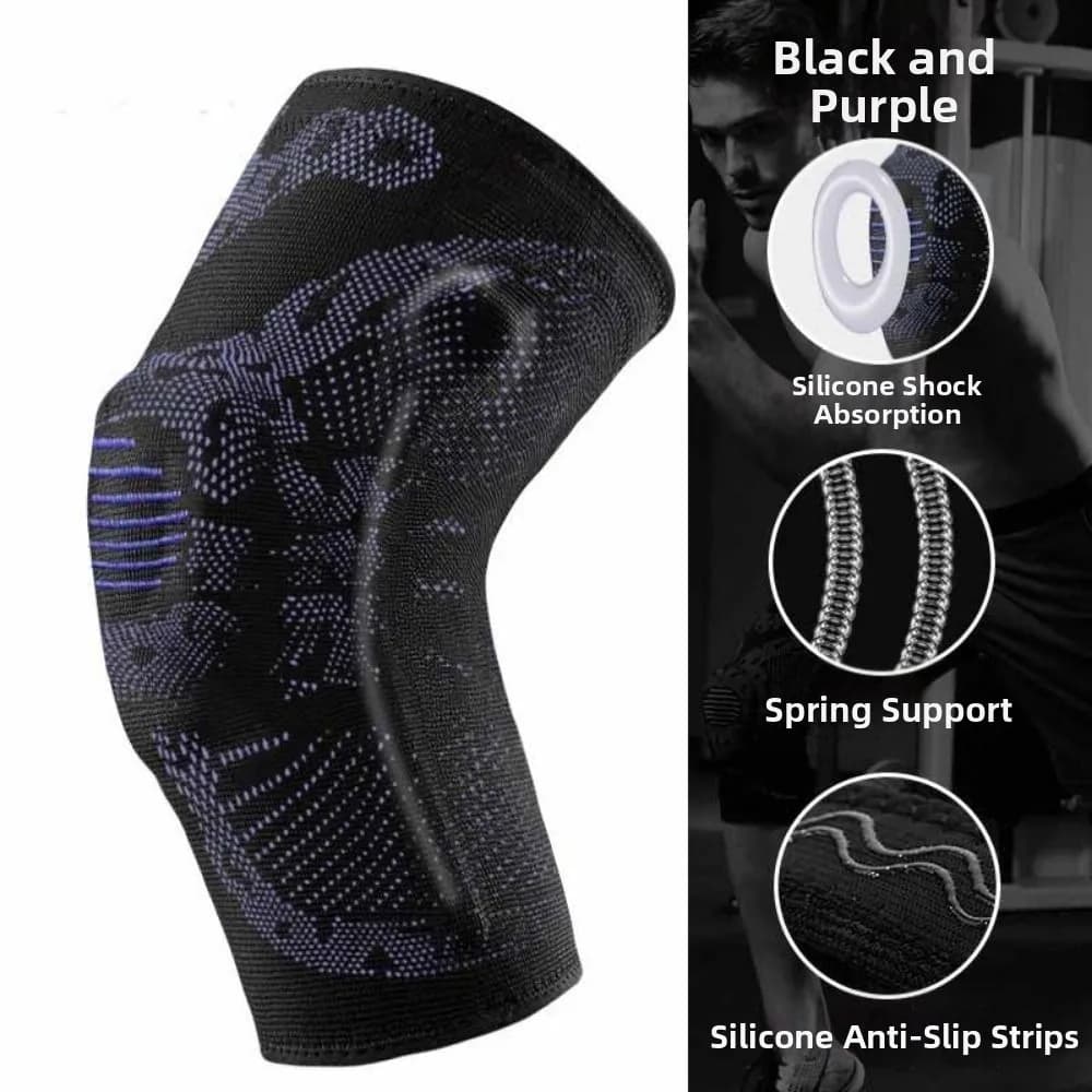 Protezione dell'articolazione del ginocchio Ginocchiera sportiva Equipaggiamento protettivo traspirante Ginocchiere Supporto a molla in silicone Ginocchiera antiscivolo