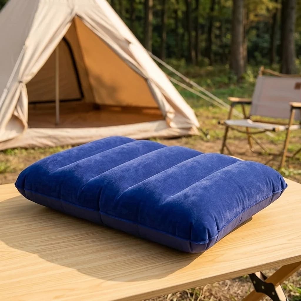 Foldable Inflatable Square Air Cushion Pillow 1Pc Lightweight Travel Airplane Headrest Outdoor Camping Back Support Pillow