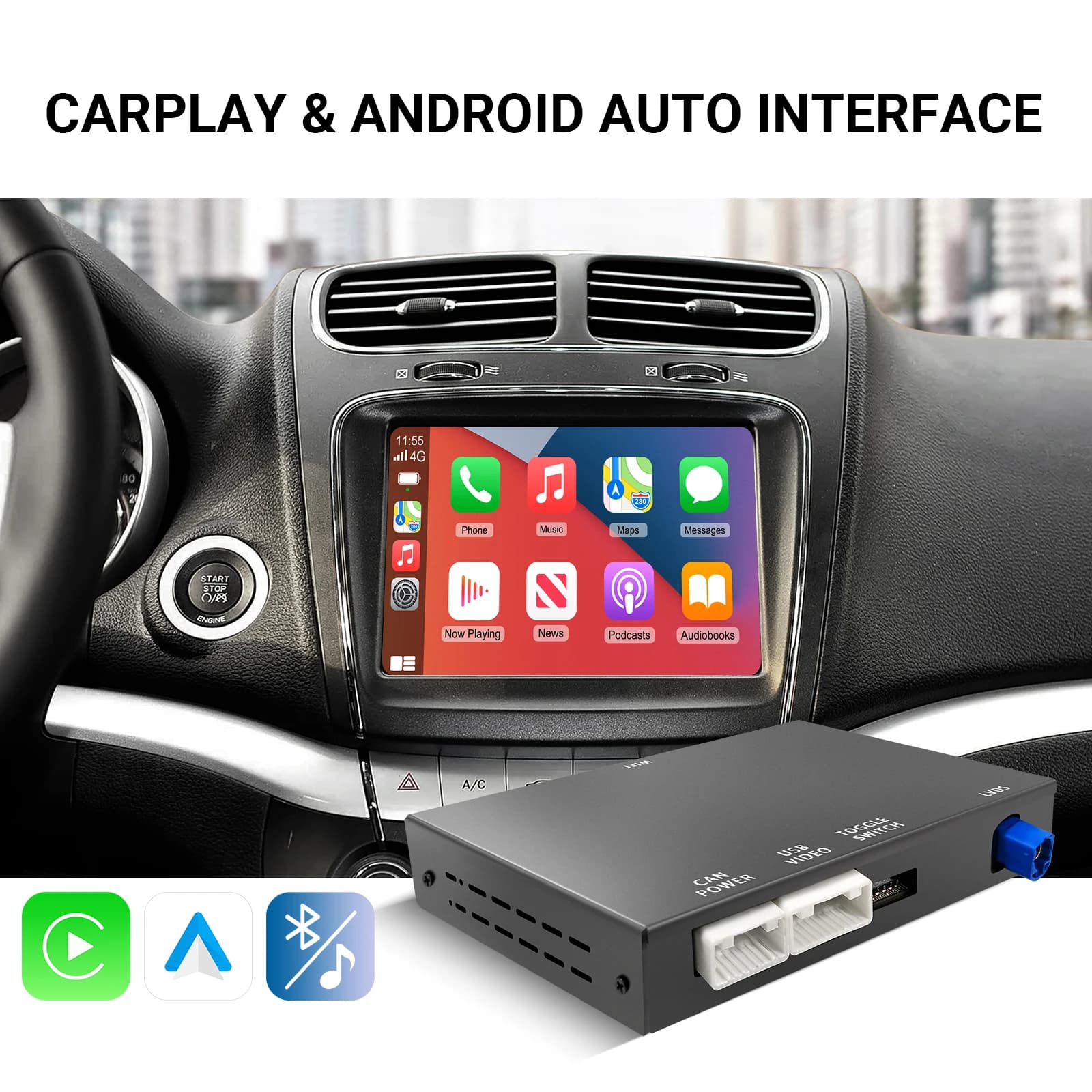 Decoder Wireless CarPlay e Android Auto per Dodge Challenger Journey Charger Durango – Aggiornamento Schermo OEM 8.4"