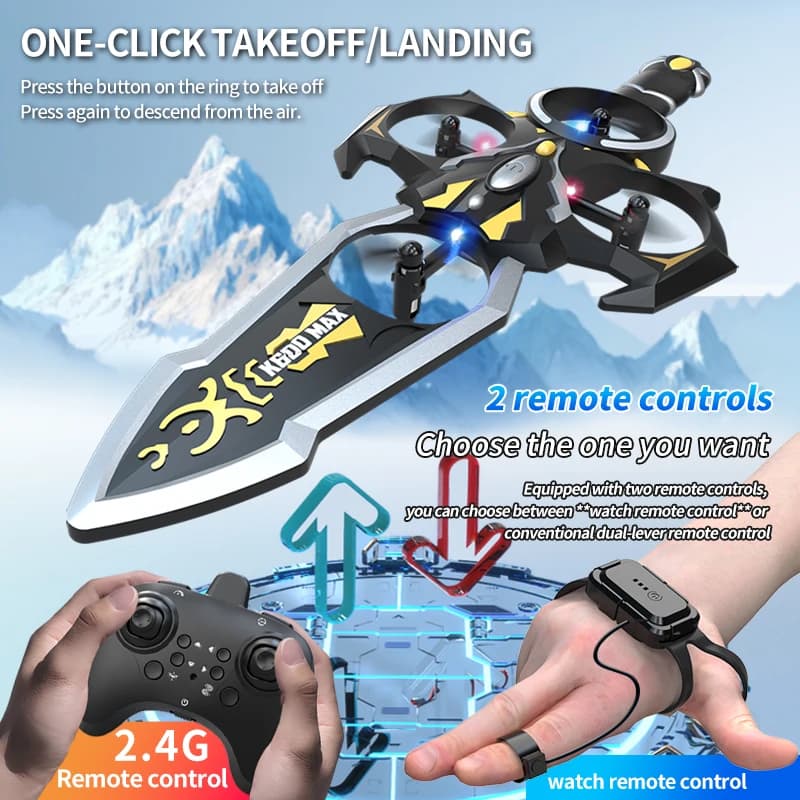 New Drone Remote Controlled Excalibur with Colorful Lights, Gesture Sensor, Fixed Wing, Child Follower, Funny Toy