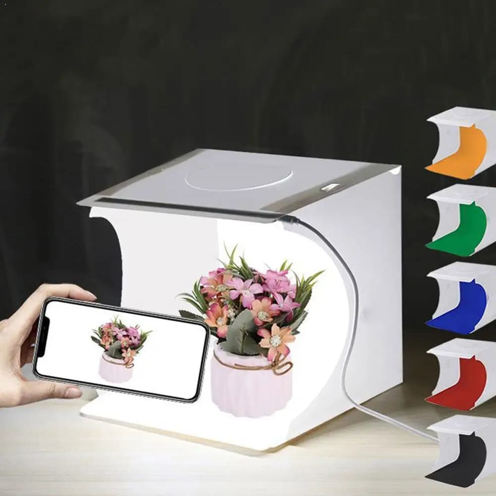 Kit Softbox per Studio Fotografico con Tenda di Ripresa e Set di 6 Sfondi Regolabili a Colori