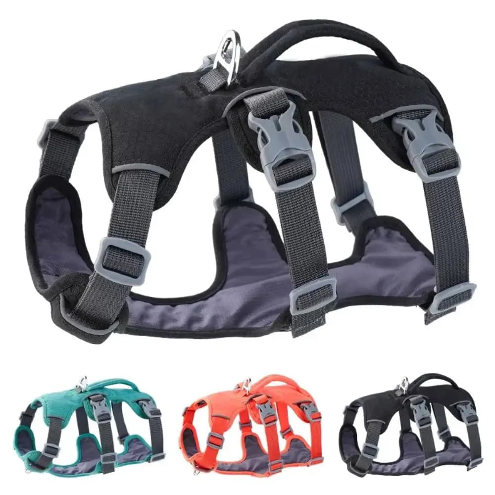 Reflective Vest Dog Harness With Handle Adjustable Design Reflective Pet Harness Anti-Snatching Escape Proof Nylon Pet Vest