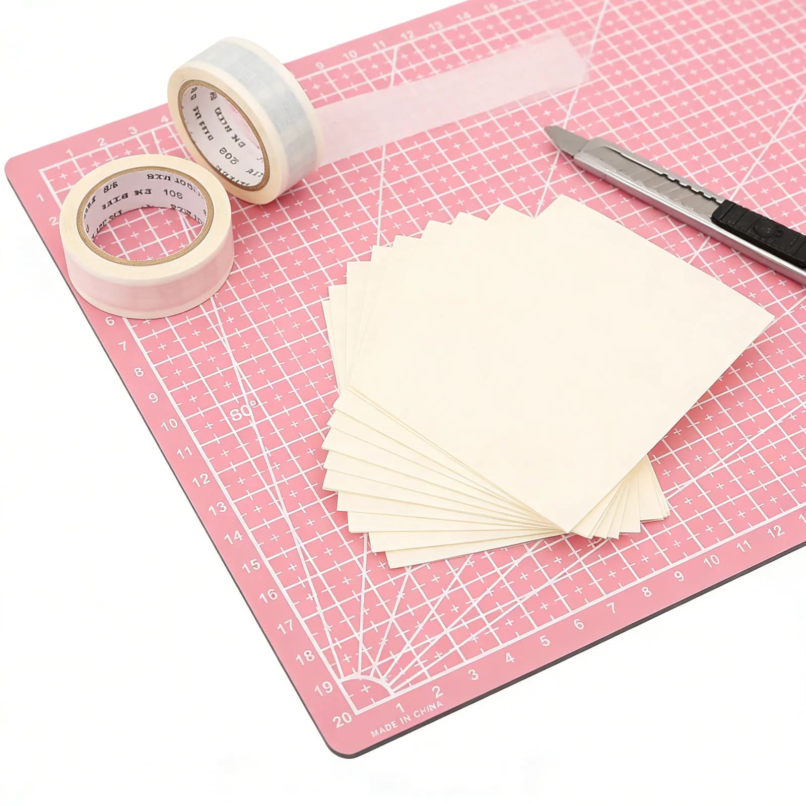 Set di 4 Tappetini da Taglio Rosa A4 Bifacciali Autoriparanti con Griglia Precisa per Cucito, Quilting, Taglio Carta e Incisione