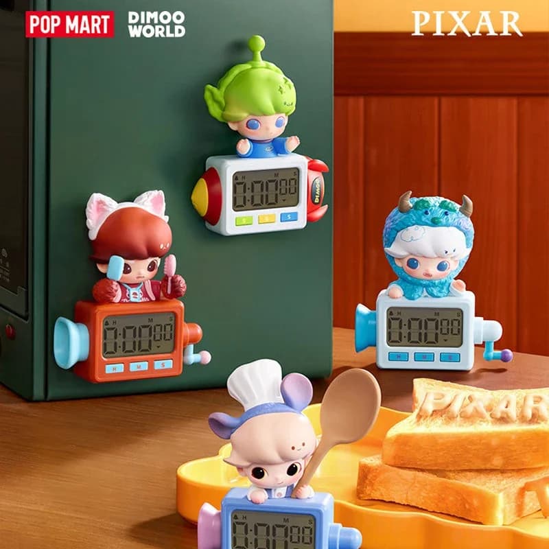 POPMART DIMOO WORLD PIXAR Series Timer Refrigerator Magnet Blind Box Guess Bag Desktop Decoration Cute Model Gift Blind Bag Toys