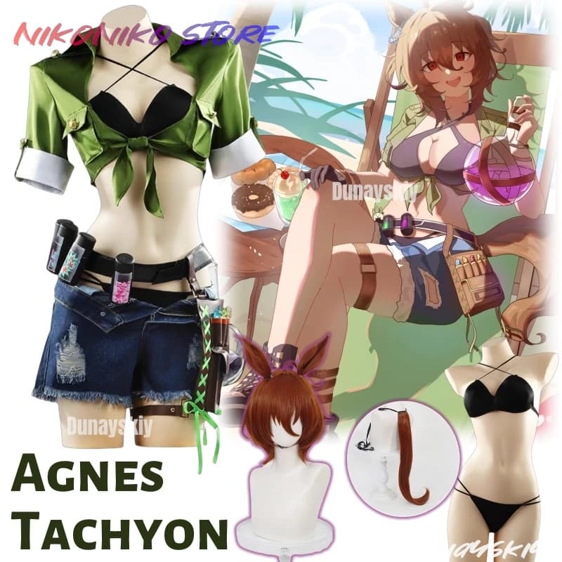 Agnes Tachyon Cosplay Lunatic Lab Costume Bikini Costumi da bagno Costume cosplay Parrucca Halloween Abito sexy