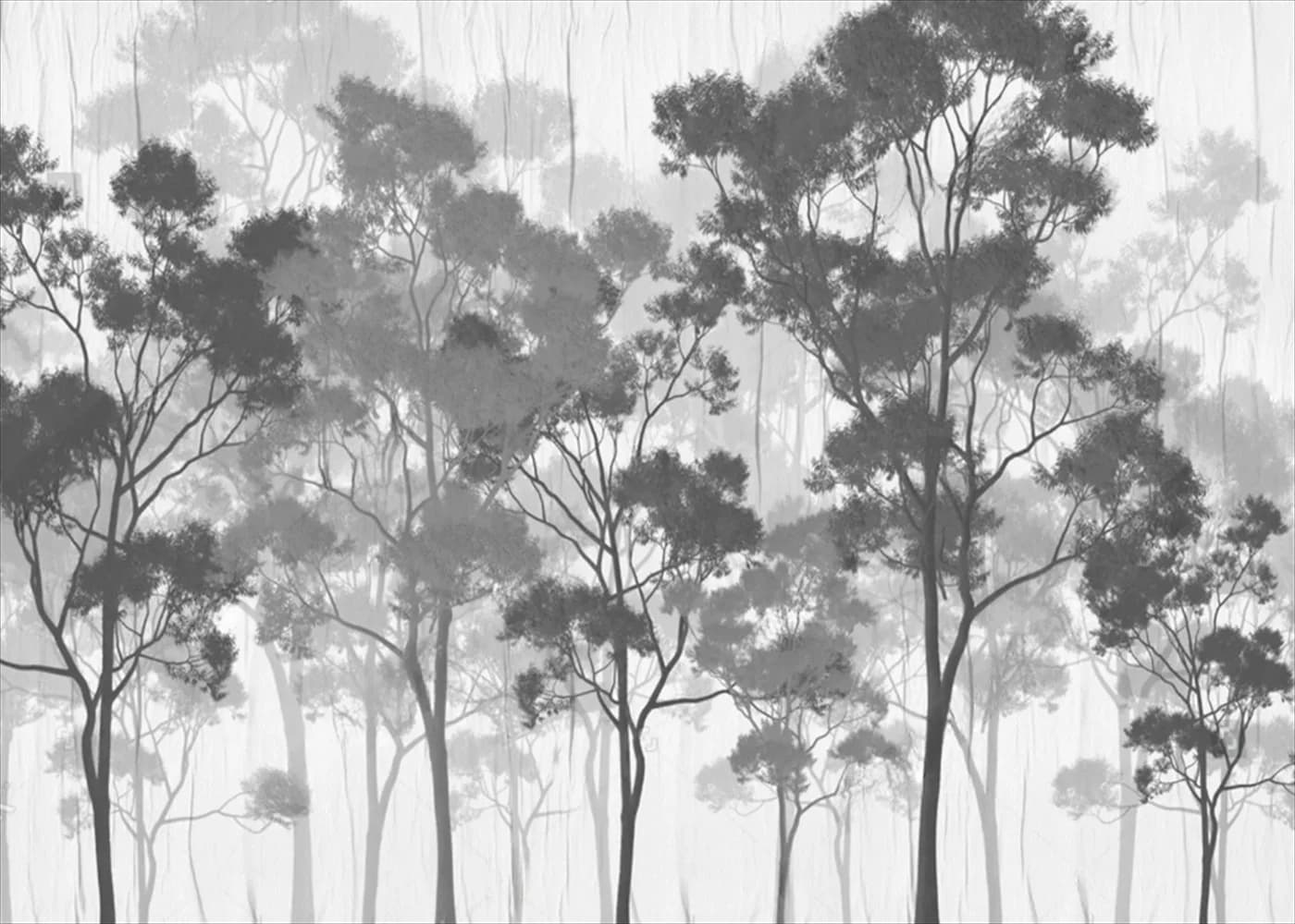 Murale Personalizzato con Decorazione di Alberi Tropicali, Dipinto in Bianco e Nero di Piante della Foresta Pluviale, Palme e Alberi del Pane, Carta da Parati 3D