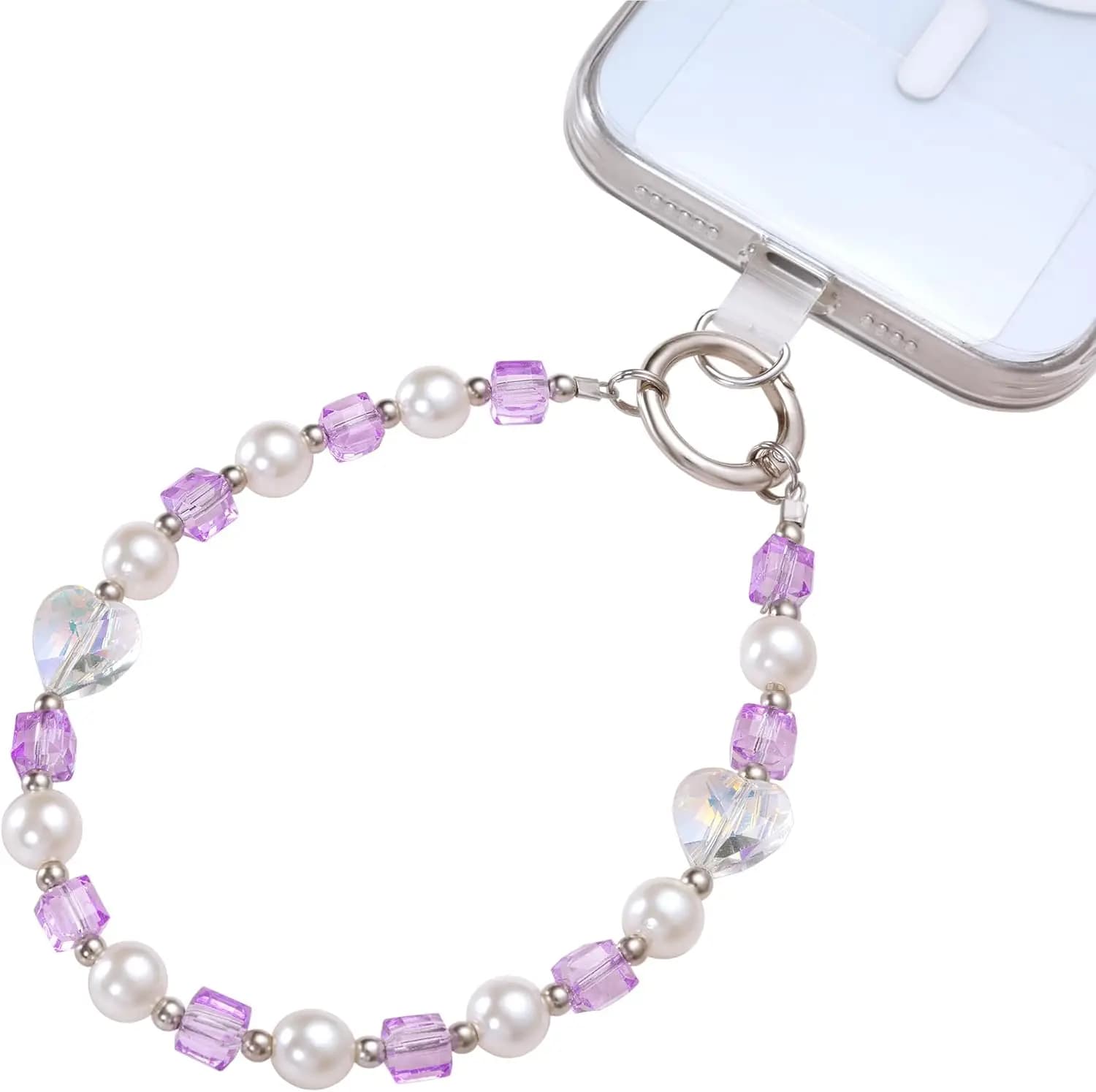 Cinturino per telefono staccabile con catena da polso per Apple e la maggior parte degli smartphone, antifurto e anticaduta, design a mani libere, 2 cuscinetti