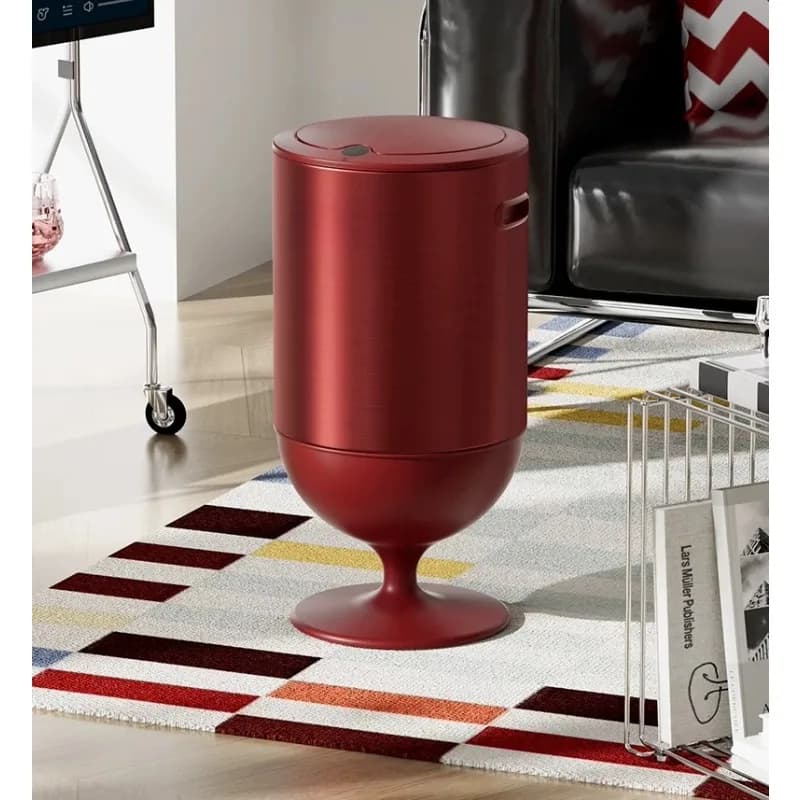 Intelligent induction trash can, household living room light luxury high-value wine glass, no bending trash can