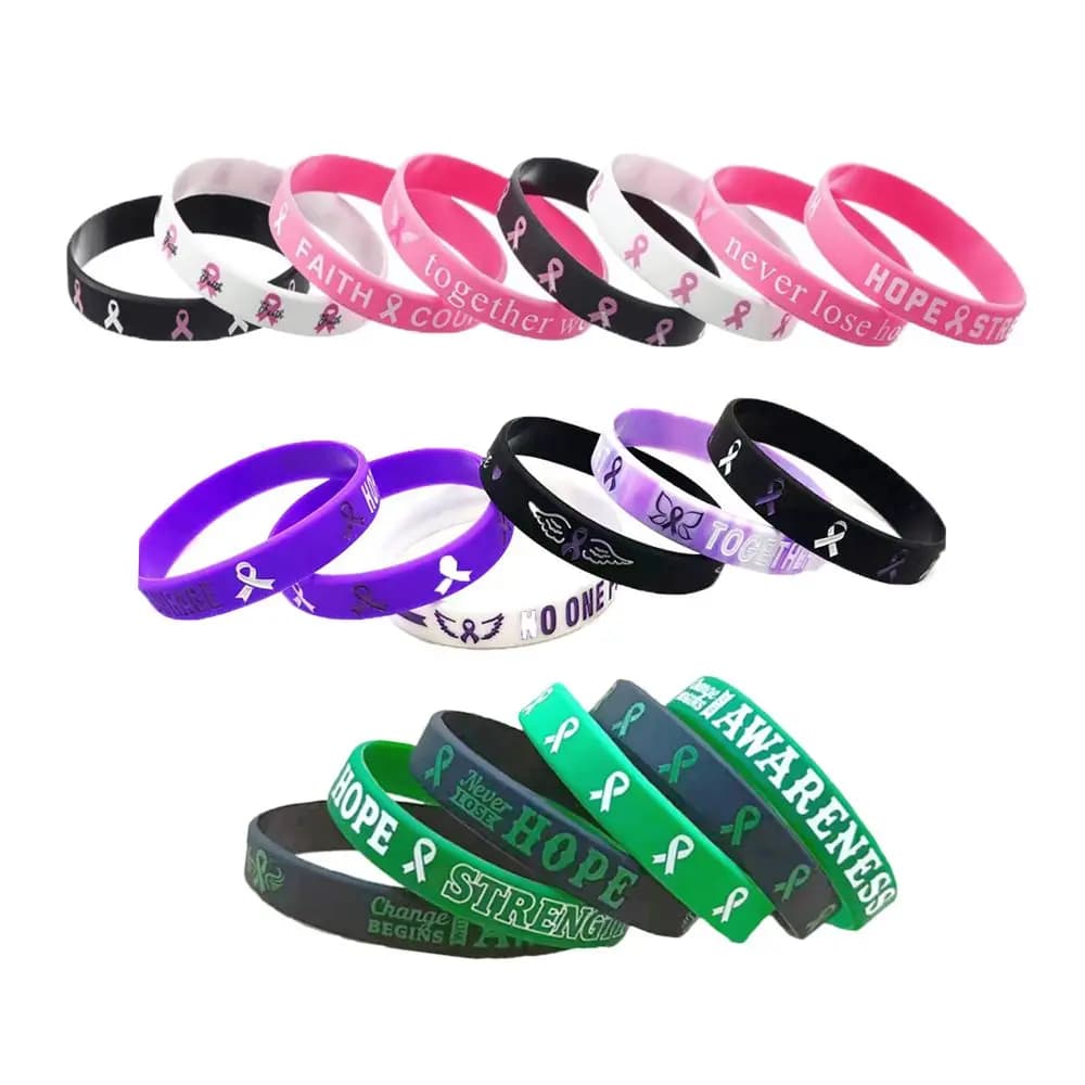 6/8 pezzi braccialetto di gomma braccialetti per la consapevolezza del cancro al seno braccialetto in silicone consapevolezza del cancro al seno regali di speranza unisex per la festa