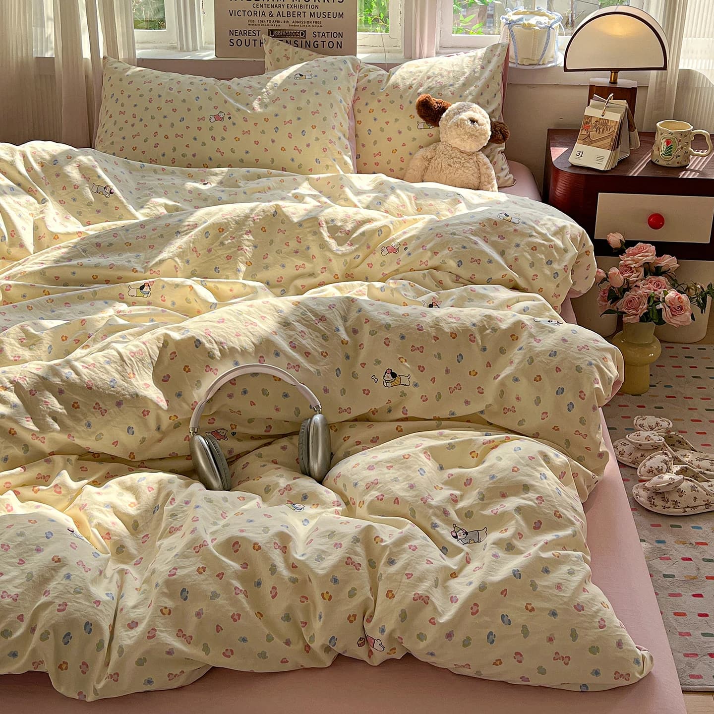 Set biancheria da letto floreale Set lenzuola morbido stile coreano Set copripiumino queen size king size senza imbottitura con federa Arredamento camera da letto