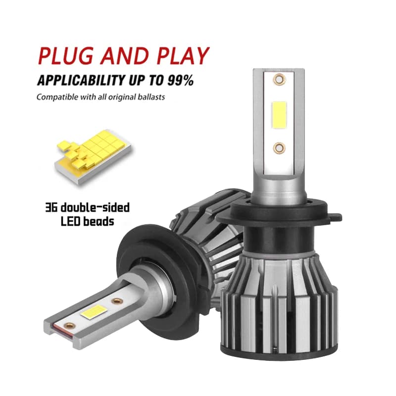 2PCS Faro A LED H1 H4 H7 H11 9005 HB3 9006 HB4 9012 HIR2 6000K Lampadine Auto Faro Turbo Led Fendinebbia Lampadina 12V