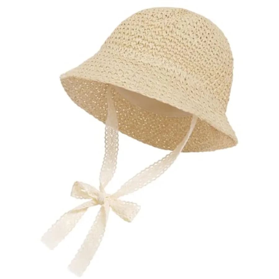 Baby Girl Straw Hat Outdoor Baby Toddler Sun Protection Hats Summer Beach Lace Bowknot Cap for Infant Girls