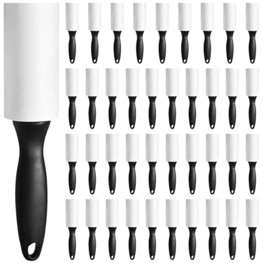 Confezione da 40 Mini Rulli Adesivi per la Rimozione dei Pelucchi, Formato da Viaggio, Larghezza 3,9 Pollici, con 40 Fogli di Carta Adesiva di Ricambio, Strumento Portatile per la Rimozione dei Pelucchi