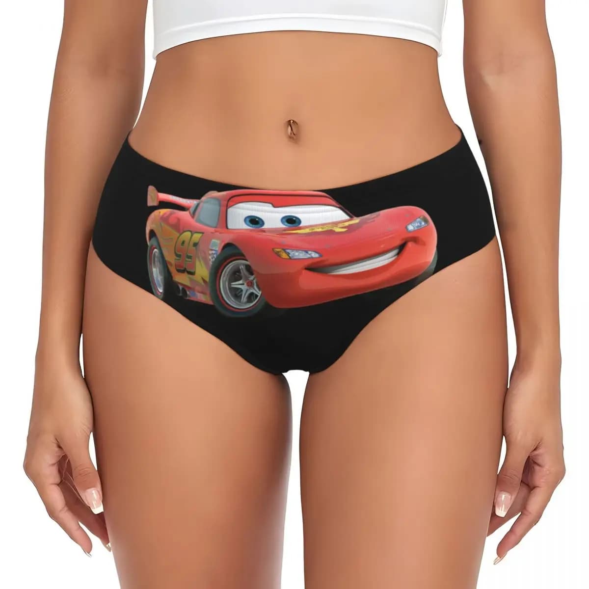 Women's Custom Elasticized Mutandines with Print Cartoon Cars Lightning McQueen Rosse, Valentine's Gift