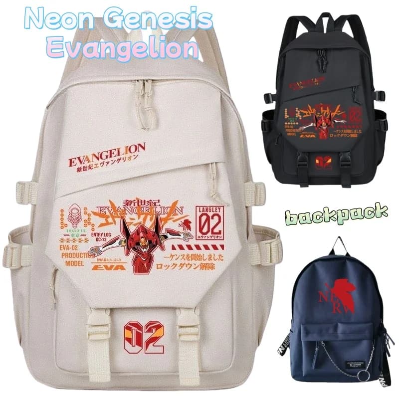 Zaino Neon Genesis Evangelion, carino, alla moda, personalizzato, creativo, per studenti, borsa da scuola di grande capacità, regalo per gli amici